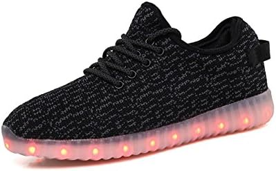 HOTAHOY 7 Colors Men's Women's LED Shoes Slip-On (40, Black)