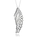 Sterling Silver White Angel Feather Wing White Diamond Pendant Necklace-0.10 carat