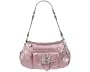 Kathy Van Zeeland Crinkle Patent Zip Top Shoulder Bag Grommets Rings Charms