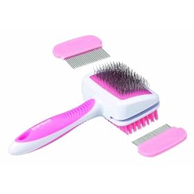 Bamboo Small Dog Slicker Bristle Bursh and Comb (Colors Vary)