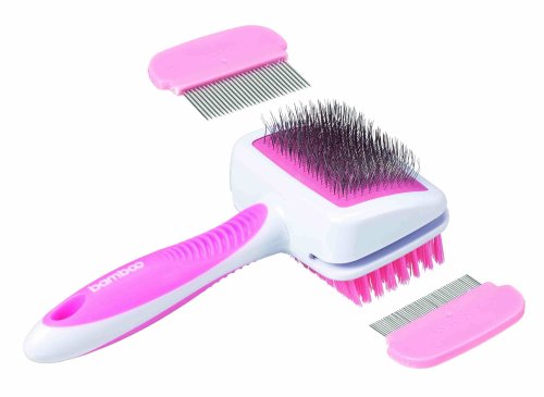Dog Grooming Brushes:Bamboo Small Dog Slicker Bristle Bursh and Comb (Colors Vary)