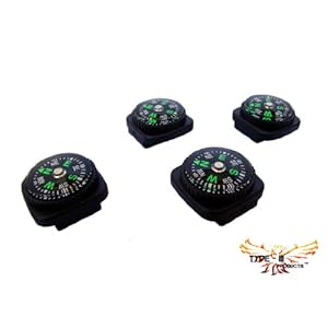 Type-III 4pc Liquid Filled Slip-on Compass Set for Watchband or Paracord Bracelets