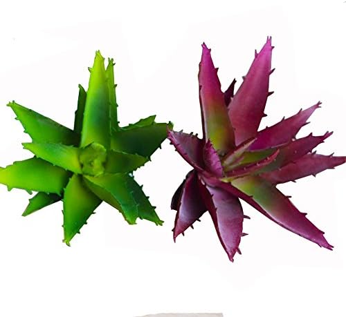 Neomark Set of 2 Home Garden Artificial Succulent Plants Aloe One Green One Red Unpotted