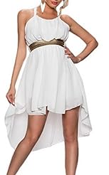 Sleeveless Bateau Neck Chiffon/Polyester/Spandex Gathered High-Low-Hem Skater Dress/Party Dress 
