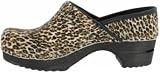 Sanita Women's Baby Leopard Closed Back Wooden Clogs Shoes - Retro Collection 41 EU 10.5 11 US