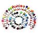 ReFaXi 50 Pcs MIX Assorted Ball Belly Navel Barbell Bars Rings Body Piercing Jewelry (colors&patterns randomly)