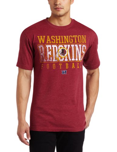 NFL Men's Washington Redskins Posted Victory Short Sleeve Crew Neck Overdyed Tee (Dark Garnet, X-Large)