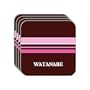 Personal Name Gift - "WATANABE" Set of 4 Mini-Mousepad Coasters (pink design)