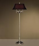 Faux Marble Antique Nickel Black Shade Club Floor Lamp