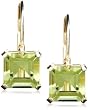 14k Yellow Gold 6mm Peridot Square Stationary Lever Back Earrings