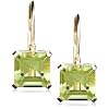 14k Yellow Gold 6mm Peridot Square Stationary Lever Back Earrings