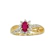 14K Yellow/White Gold 0.01 ct. Diamond and 6 x 4 MM Oval Shaped Ruby Ring