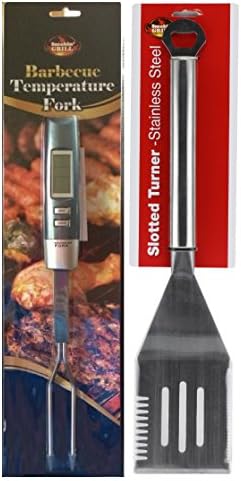 BBQ Barbeque Gift Set Meat Digital Thermometer Fork and Stainless Steel Turner Spatula Top Gift Set for Dad Him Father in Law Boss