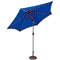 TropiLight LED 9–;Feet Lighted Bronze Aluminum Market Umbrella with Royal Blue Poly Cover