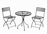 Testrut 416380 Gartenmbel-Set New York, 2 Klappsthle und 1 Tisch, grau