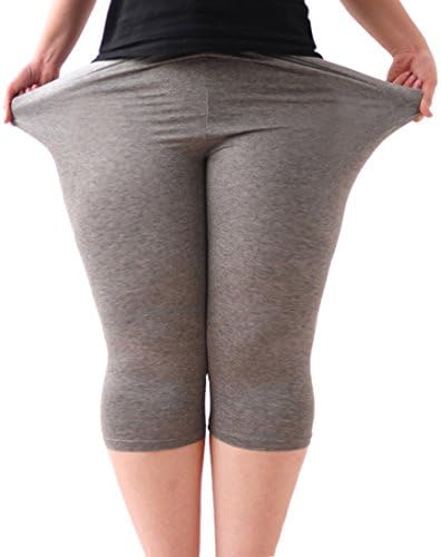 Women's Modal Plus Size Basic Capri Leggings Pants Light Gray 1X