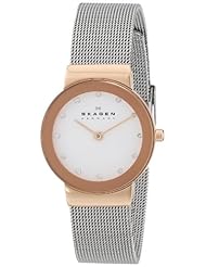 Skagen Womens 358SRSC White Label Analog Display Analog Quartz Silver Watch