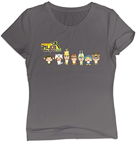 Gdaynew Women's Korean Running Man Cartoon Characters Tee Shirts M DeepHeather
