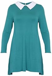 Plus Size Flared-Skirt Viscose Long Sleeves  Dress