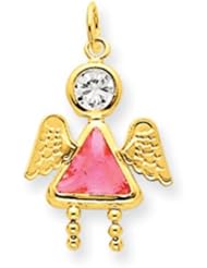 14k Gold October Girl Angel Birthstone Charm