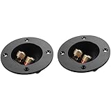 PIXNOR 2pcs DIY Home Car Stereo 2-Way Speaker Box Terminal Binding Post Round Spring Cup Connectors Subwoofer Plugs (Black)