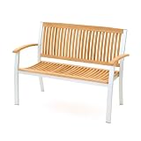 BELARDO 2-Sitzer Teakbank AVANTGARDE Gartenbank Teak Alu Sitzbank Bank Gartenmöbel Teak