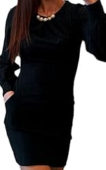 Above the Knee Illusion Cotton Shift Sheath Long Sleeves Bodycon Dress 