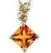 Trendy and Vibrant 1.00 cts Princess Cut Citrine Diamond Pendant 14Kt Yellow Gold