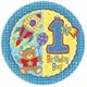 Boys First Birthday Hugs and Stitches Plates - 10 inch (Supplies 8)