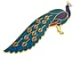 Gorgeous yellow gold plated and enamel peacock bird pin or brooch