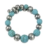 Silver Native Pearl Bead Blue Turquoise Bracelet