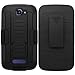 Alcatel POP ICON Case, Alcatel POP ICON Holster, High Impact Advanced Double Layered Hard Cover with Built in Kickstand and Belt Clip for Alcatel One Touch Fierce 2 7040T, Alcatel POP ICON A564C (T Mobile, Metro PCS, Straight Talk) from MINITURTLE | Includes Screen Protector - Black