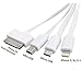 Universal Portable Charge Cable 4 in 1 8 PIN 30 PIN 2.0 Micro USB Charging Cable Mini USB Multi Charging Cable for iPhone 6s 6 Plus iPad 4 Mini Samsung Galaxy HTC Sony and more by Gempion (White)