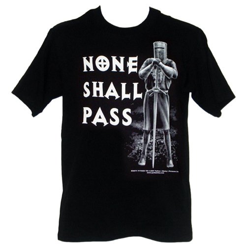 Monty Python and the Holy Grail Black Knight None Shall Pass Mens T-Shirt