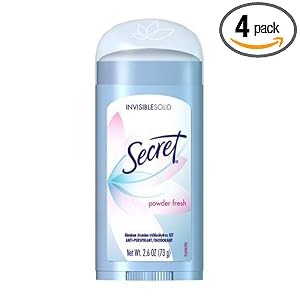 Secret Original Anti-Perspirant/Deodorant, Invisible Solid, Powder Fresh, 2.6-Ounces (Pack of 4)