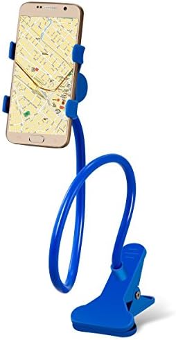 Universal Cell Phone Clip Holder Long Arm Flexible Lazy Holder Stand For Cell Phone 360° Rotation Fashion Bracket for Bedroon, Office, Kitchen, Car -- Blue