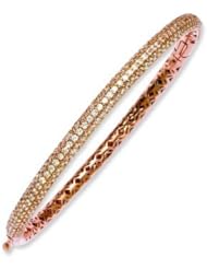 Sterling Silver Pink Plated with CZ Hinged Bangle