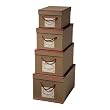 Victorian style French set of 4 rectangular filing archive boxes with old fashioned labels