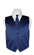 Covona BOY'S Solid NAVY BLUE Color Dress Vest NeckTie Set