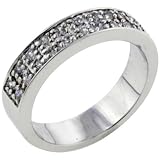 Double Wide Cz Encrusted Wedding Anniversary Band Ring
