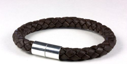 Suki PRO Braided Leather Magnet Therapy Bracelet - 8mm (5/16") Dark Brown, Magnetic Clasp, 8" Inside Circumference