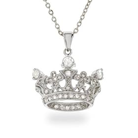 Elegant Sterling Silver CZ Crown Pendant thumbnail