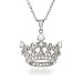 Eve's Addiction Elegant Sterling Silver CZ Crown Pendant