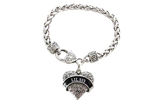 Lil Sis Clear Crystal Heart Silver Bracelet Jewelry Sorority Rush Gift