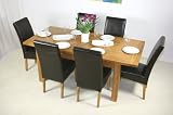 5ft Oxford solid Oak extending dining room table and 6 Ascott leather dining chairs furniture set