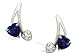 14K White Gold Genuine Heart Sapphire and Diamond Earrings