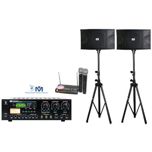 BMB 500W Digital CPU Mixing Amplifer with Wireless Microphones and Speaker System