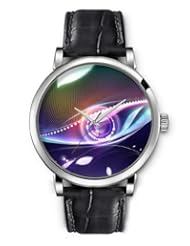 SPRAWL Aanalog Fashion Series Silver Ladies Watches of Genuine Black Leather Strap,Unique Wrist Watch for Women Girls Designed with Eye with colorful colors