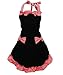 Kathson lovely princess rural style Cotton Grid Pattern Working Chefs Kitchen Cooking Cook Womens Ladies Fancy Maid Set Apron with Bowknots Pockets Design Great Gift For Wife Daughters Ladies (Black with Red)