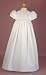 Matte Satin Christening Gown with Ribbon and Pearl Flowers at Waist